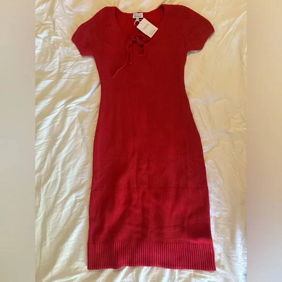& other stories red knit dress
